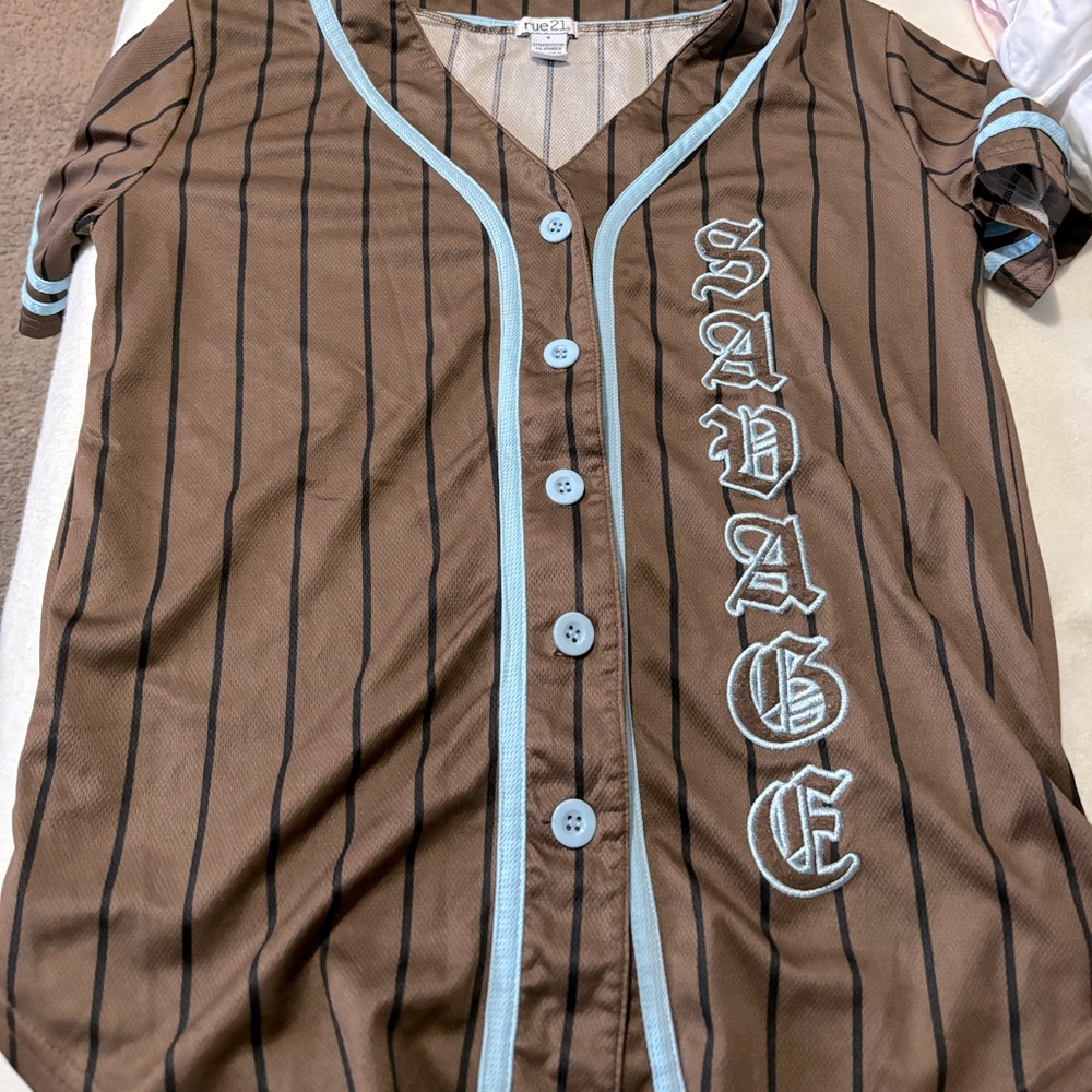 brown, rue21 button up jersey